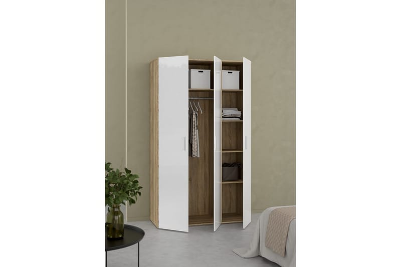 Suntia Garderobe 118x201 cm - Hvid/Natur - Opbevaring - Tøjopbevaring - Garderobeskabe