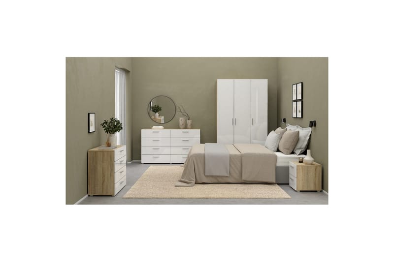 Suntia Garderobe 118x201 cm - Hvid/Natur - Opbevaring - Tøjopbevaring - Garderobeskabe