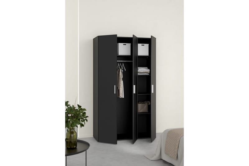 Suntia Garderobe 118x201 cm - Sort - Opbevaring - Tøjopbevaring - Garderobeskabe