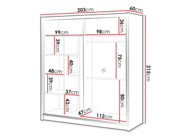 Swanley Garderobeskabeskab med spejl 203x215 cm - Brun/Hvid - Opbevaring - Tøjopbevaring - Garderobeskabe