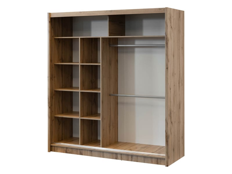 Swanley Garderobeskabeskab med spejl 203x215 cm - Brun/Hvid - Opbevaring - Tøjopbevaring - Garderobeskabe