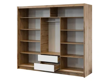 Swanley Garderobeskabeskab med spejl 250x215 cm - Brun/Hvid - Opbevaring - Tøjopbevaring - Garderobeskabe
