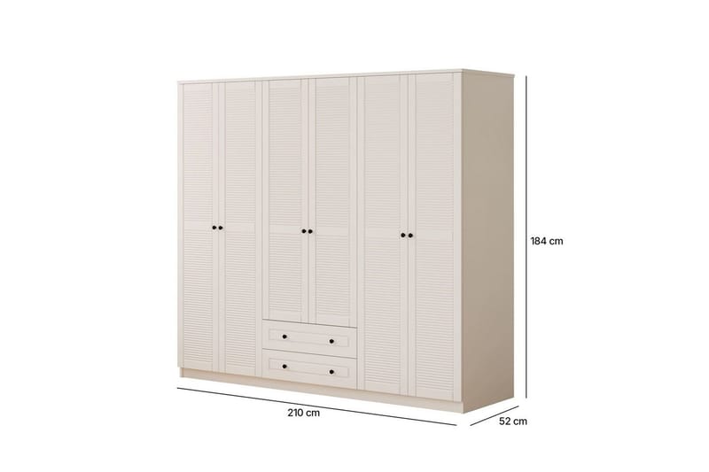 Sylvenor Garderobe 210x184 cm - Mat Hvid - Opbevaring - Tøjopbevaring - Garderobeskabe