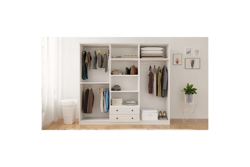 Sylvenor Garderobe 210x184 cm - Mat Hvid - Opbevaring - Tøjopbevaring - Garderobeskabe
