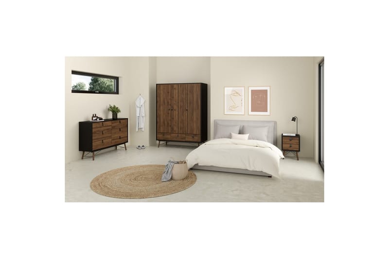 Tadami Garderobe 150x200 cm - Sort/Natur - Opbevaring - Tøjopbevaring - Garderobeskabe