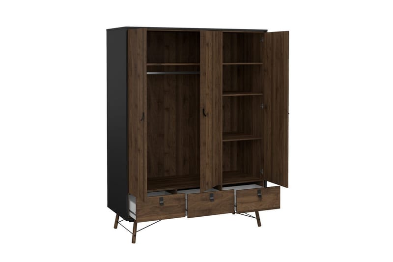 Tadami Garderobe 150x200 cm - Sort/Natur - Opbevaring - Tøjopbevaring - Garderobeskabe