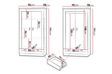 Tadeusz Garderobe 90x57x190 cm - Opbevaring - Tøjopbevaring - Garderobeskabe