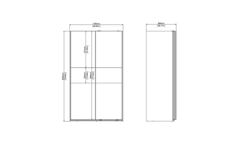 Takeru Garderobe 119x200 cm - Sort - Opbevaring - Tøjopbevaring - Garderobeskabe
