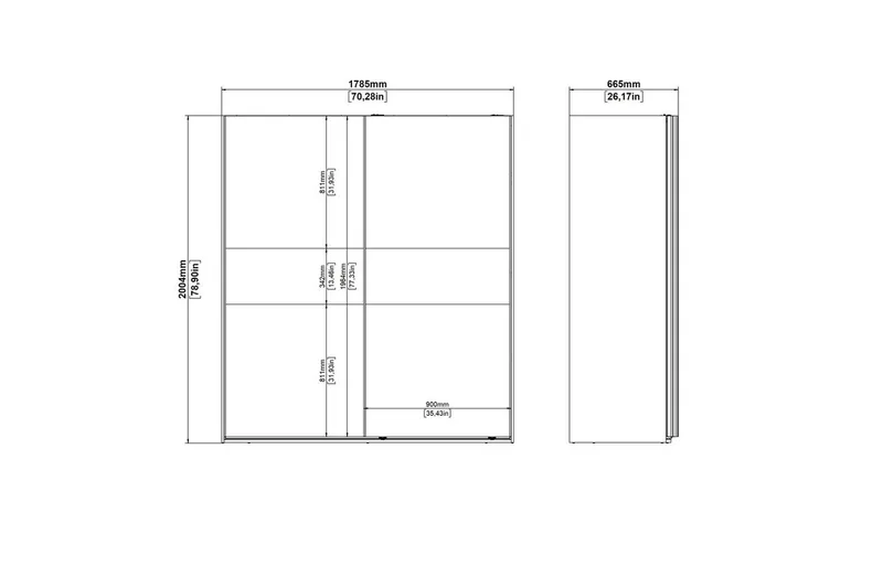 Takeru Garderobe 179x200 cm - Hvid - Opbevaring - Tøjopbevaring - Garderobeskabe