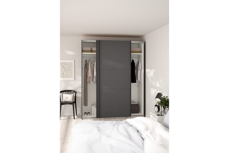 Takeru Garderobe 179x221 cm - Grå - Opbevaring - Tøjopbevaring - Garderobeskabe