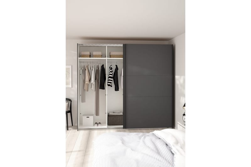 Takeru Garderobe 244x221 cm - Grå - Opbevaring - Tøjopbevaring - Garderobeskabe