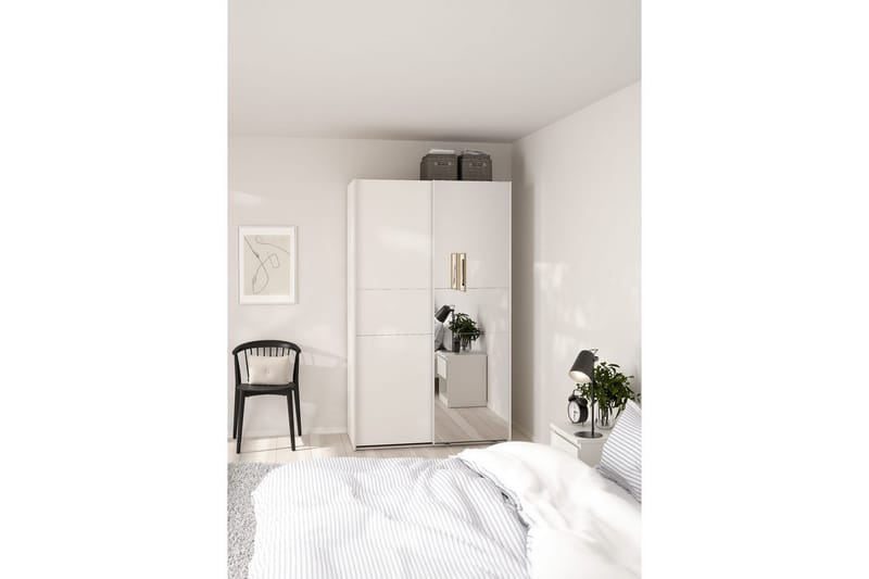 Takeru Garderobe med Spejl 119x200 cm - Hvid - Opbevaring - Tøjopbevaring - Garderobeskabe