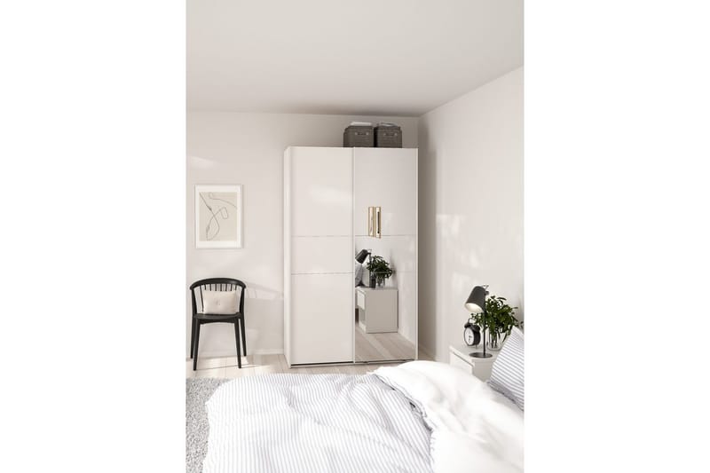 Takeru Garderobe med Spejl 119x200 cm - Hvid - Opbevaring - Tøjopbevaring - Garderobeskabe