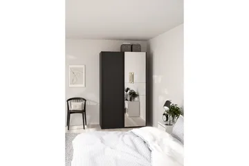 Takeru Garderobe med Spejl 119x200 cm - Sort - Opbevaring - Tøjopbevaring - Garderobeskabe