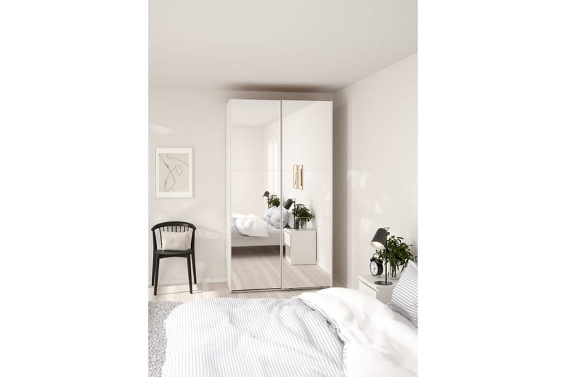 Takeru Garderobe med Spejl 119x220 cm - Hvid - Opbevaring - Tøjopbevaring - Garderobeskabe