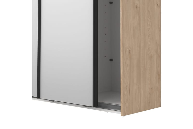 Takeru Garderobe med Spejl 119x220 cm - Natur - Opbevaring - Tøjopbevaring - Garderobeskabe