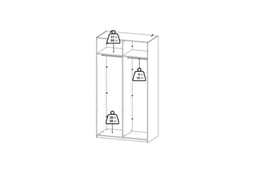 Takeru Garderobe med Spejl 119x220 cm - Natur - Opbevaring - Tøjopbevaring - Garderobeskabe