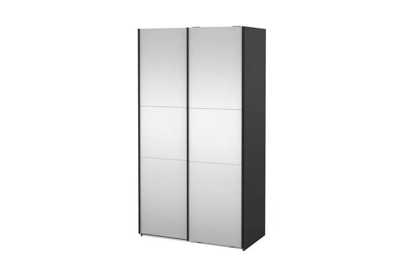 Takeru Garderobe med Spejl 119x220 cm, Sort