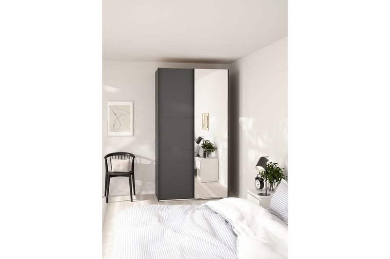 Takeru Garderobe med Spejl 119x221 cm - Grå - Opbevaring - Tøjopbevaring - Garderobeskabe