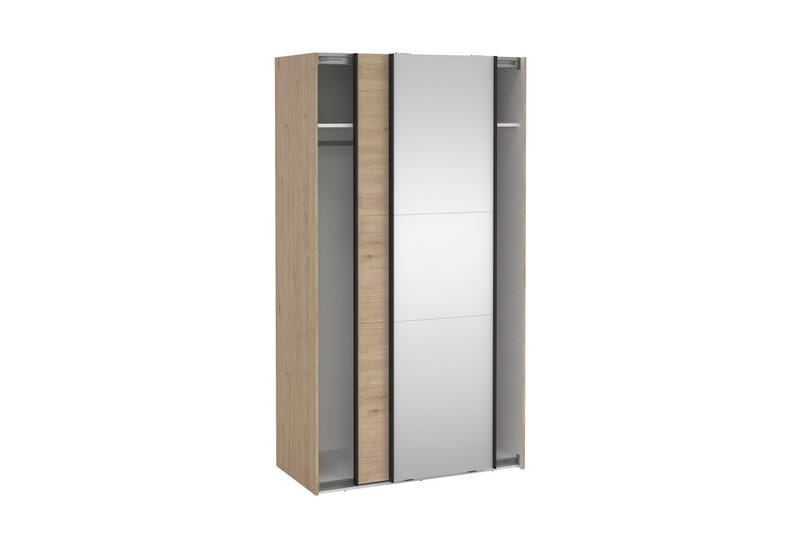 Takeru Garderobe med Spejl 119x221 cm - Gråfarvet træ - Opbevaring - Tøjopbevaring - Garderobeskabe