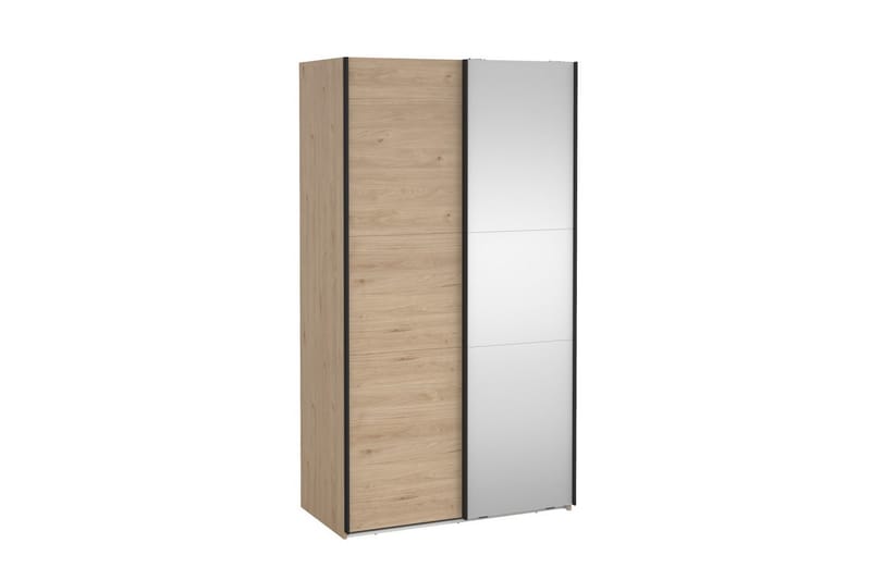 Takeru Garderobe med Spejl 119x221 cm - Gråfarvet træ - Opbevaring - Tøjopbevaring - Garderobeskabe