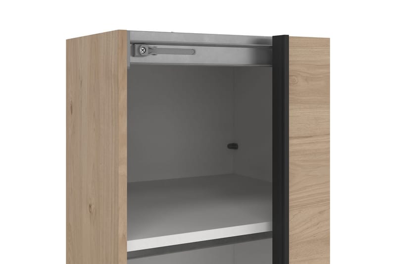 Takeru Garderobe med Spejl 119x221 cm - Gråfarvet træ - Opbevaring - Tøjopbevaring - Garderobeskabe