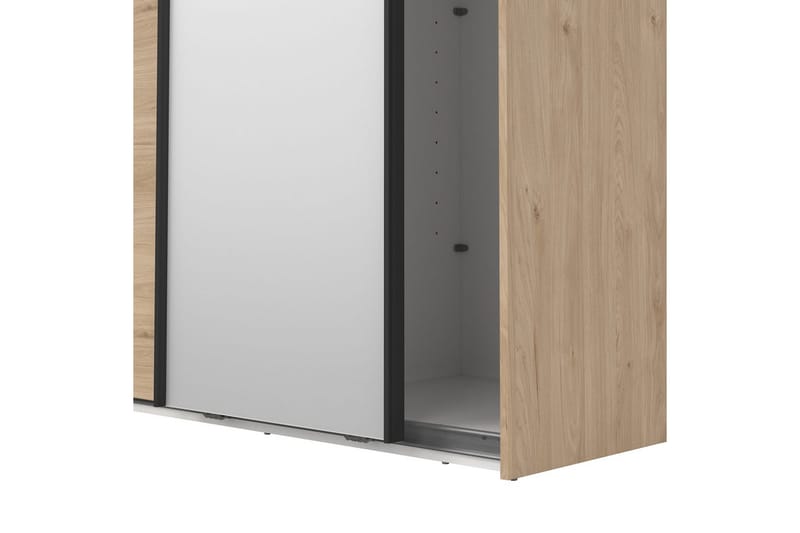 Takeru Garderobe med Spejl 119x221 cm - Gråfarvet træ - Opbevaring - Tøjopbevaring - Garderobeskabe