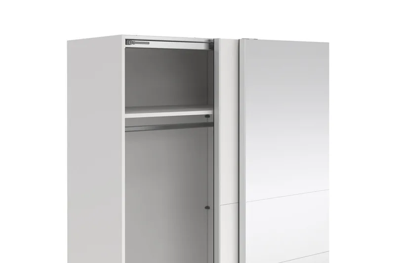 Takeru Garderobe med Spejl 179x200 cm - Hvid - Opbevaring - Tøjopbevaring - Garderobeskabe