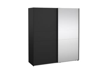 Takeru Garderobe med Spejl 179x200 cm - Sort - Opbevaring - Tøjopbevaring - Garderobeskabe