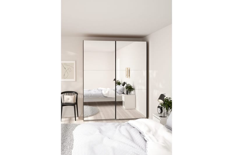 Takeru Garderobe med Spejl 179x220 cm - Natur - Opbevaring - Tøjopbevaring - Garderobeskabe