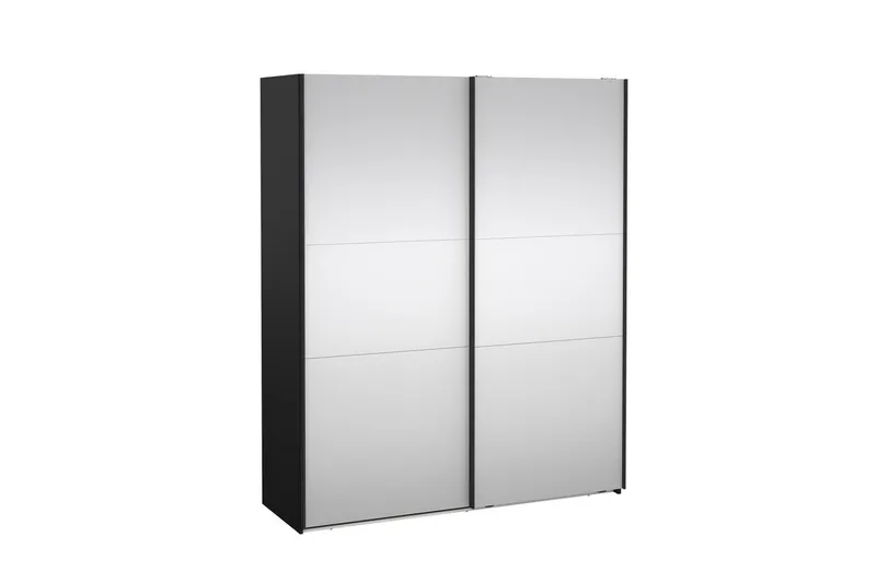 Takeru Garderobe med Spejl 179x220 cm - Sort - Opbevaring - Tøjopbevaring - Garderobeskabe