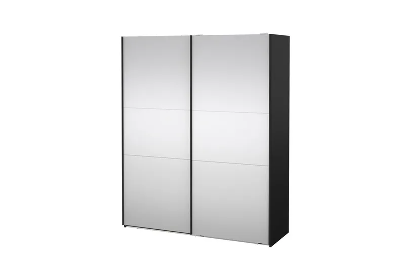 Takeru Garderobe med Spejl 179x220 cm - Sort - Opbevaring - Tøjopbevaring - Garderobeskabe