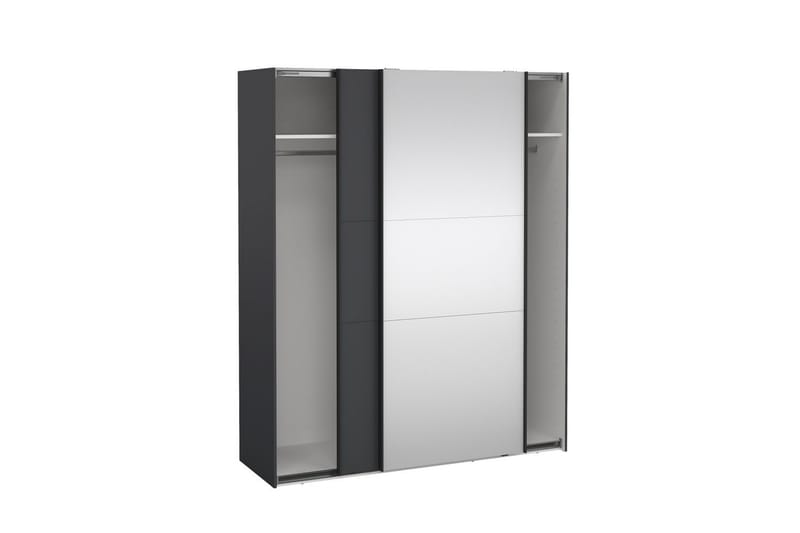 Takeru Garderobe med Spejl 179x221 cm - Grå - Opbevaring - Tøjopbevaring - Garderobeskabe