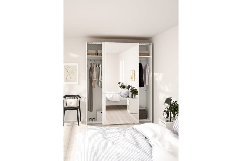 Takeru Garderobe med Spejl 179x221 cm - Hvid - Opbevaring - Tøjopbevaring - Garderobeskabe