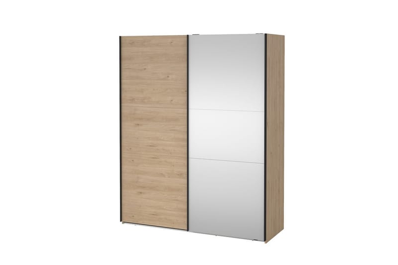 Takeru Garderobe med Spejl 179x221 cm - Natur - Opbevaring - Tøjopbevaring - Garderobeskabe