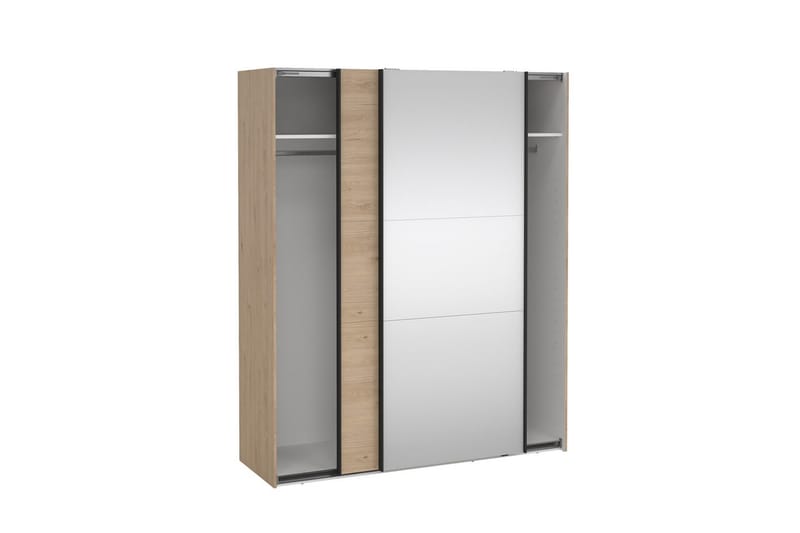 Takeru Garderobe med Spejl 179x221 cm - Natur - Opbevaring - Tøjopbevaring - Garderobeskabe