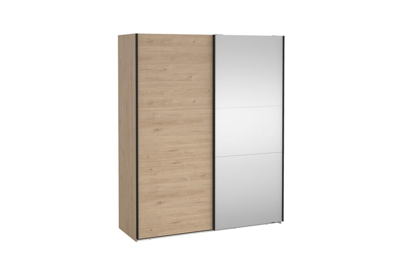 Takeru Garderobe med Spejl 179x221 cm - Natur - Opbevaring - Tøjopbevaring - Garderobeskabe