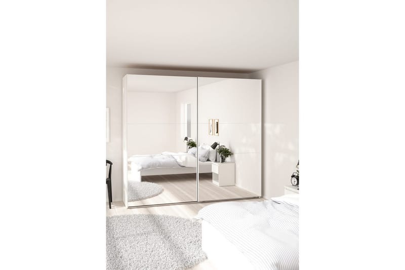 Takeru Garderobe med Spejl 244x220 cm - Hvid - Opbevaring - Tøjopbevaring - Garderobeskabe