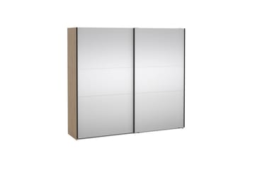 Takeru Garderobe med Spejl 244x220 cm - Natur - Opbevaring - Tøjopbevaring - Garderobeskabe
