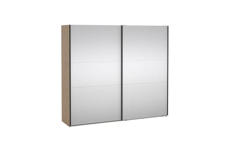 Takeru Garderobe med Spejl 244x220 cm - Natur - Opbevaring - Tøjopbevaring - Garderobeskabe