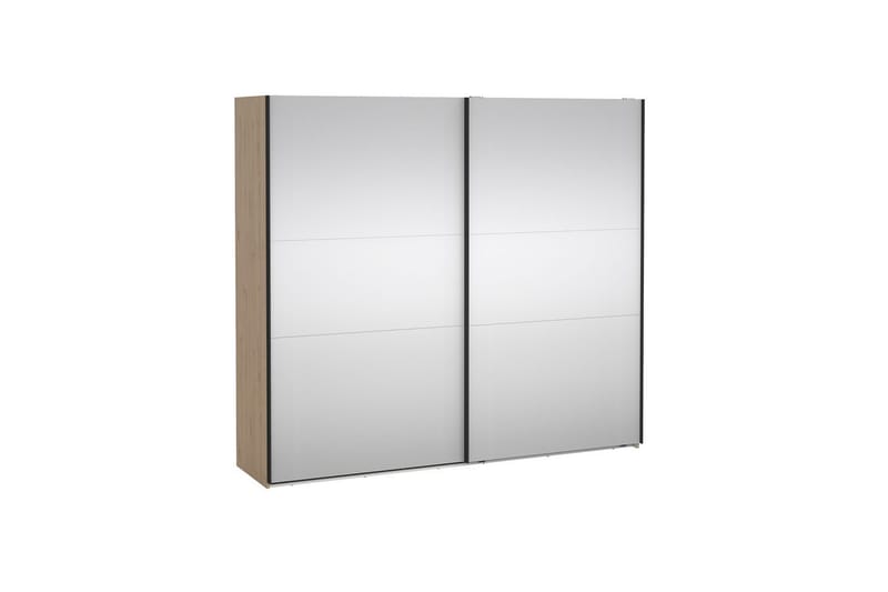 Takeru Garderobe med Spejl 244x220 cm - Natur - Opbevaring - Tøjopbevaring - Garderobeskabe