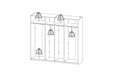 Takeru Garderobe med Spejl 244x220 cm - Natur - Opbevaring - Tøjopbevaring - Garderobeskabe