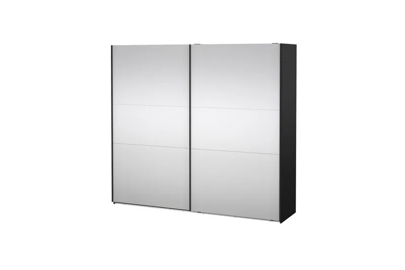 Takeru Garderobe med Spejl 244x220 cm, Sort