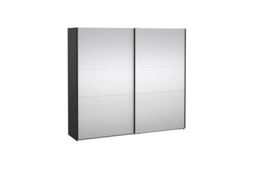 Takeru Garderobe med Spejl 244x220 cm - Sort - Opbevaring - Tøjopbevaring - Garderobeskabe