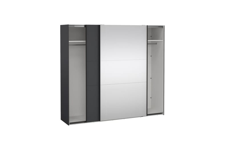 Takeru Garderobe med Spejl 244x221 cm - Grå - Opbevaring - Tøjopbevaring - Garderobeskabe