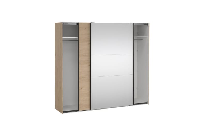 Takeru Garderobe med Spejl 244x221 cm - Natur - Opbevaring - Tøjopbevaring - Garderobeskabe