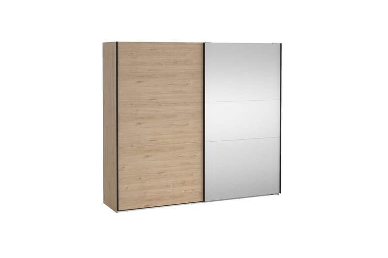 Takeru Garderobe med Spejl 244x221 cm - Natur - Opbevaring - Tøjopbevaring - Garderobeskabe