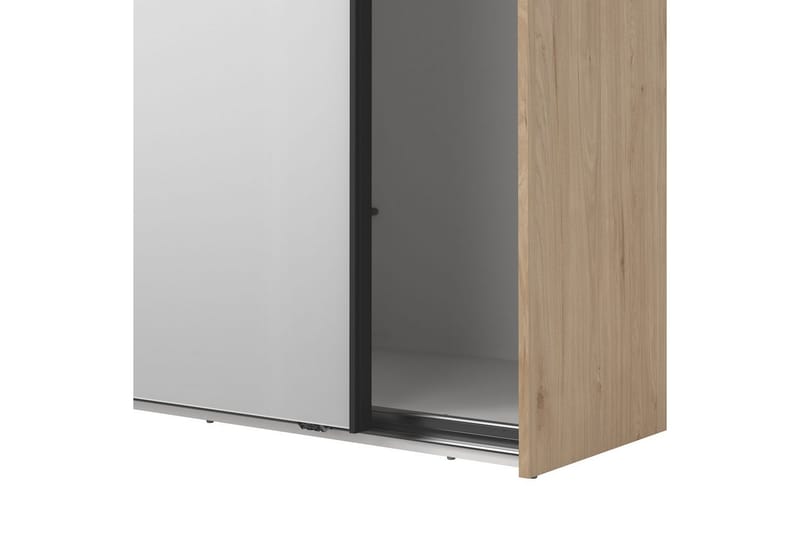 Takeru Garderobe med Spejl 244x221 cm - Natur - Opbevaring - Tøjopbevaring - Garderobeskabe