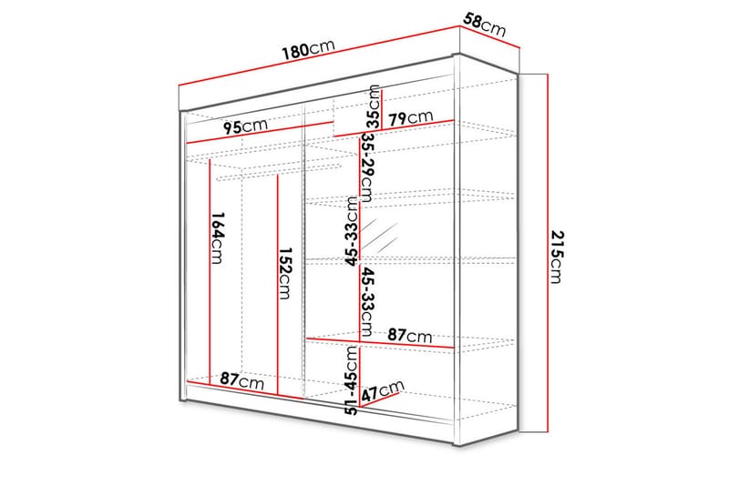 Talin garderobe 180x58x215 cm - Beige | Grå | Hvid - Opbevaring - Tøjopbevaring - Garderobeskabe