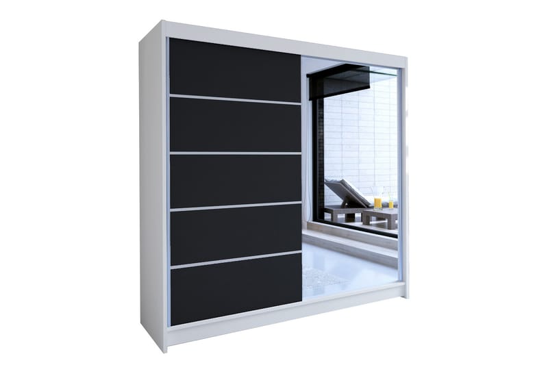 Talin Garderobe 58x180 cm LED-belysning - Hvid/Sort - Opbevaring - Tøjopbevaring - Garderobeskabe